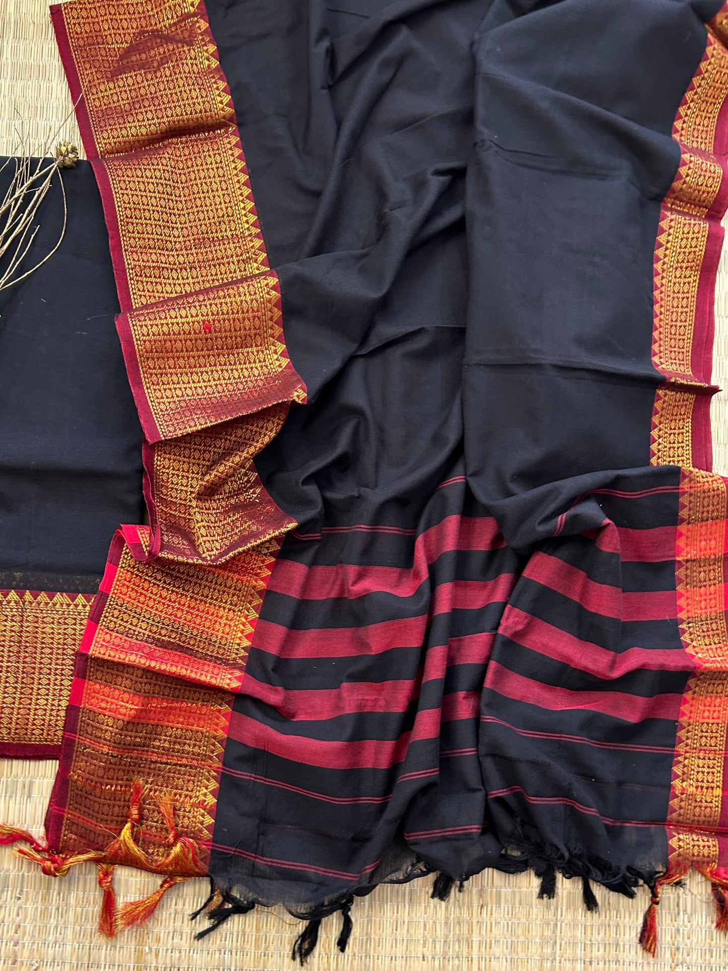 Narayanpet Cotton Dress Material with Zari Border