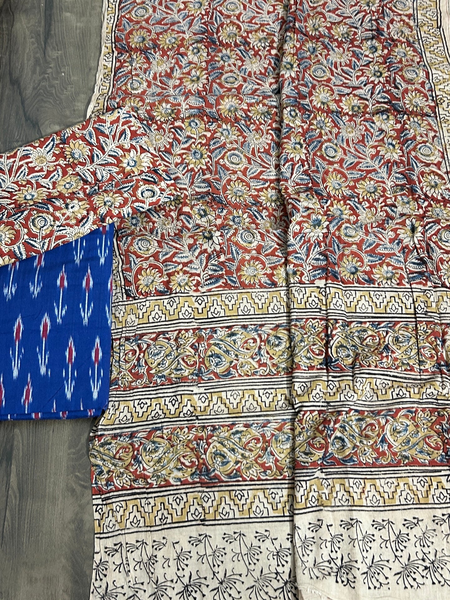 Ikat Kalamkari Cotton Dress Material