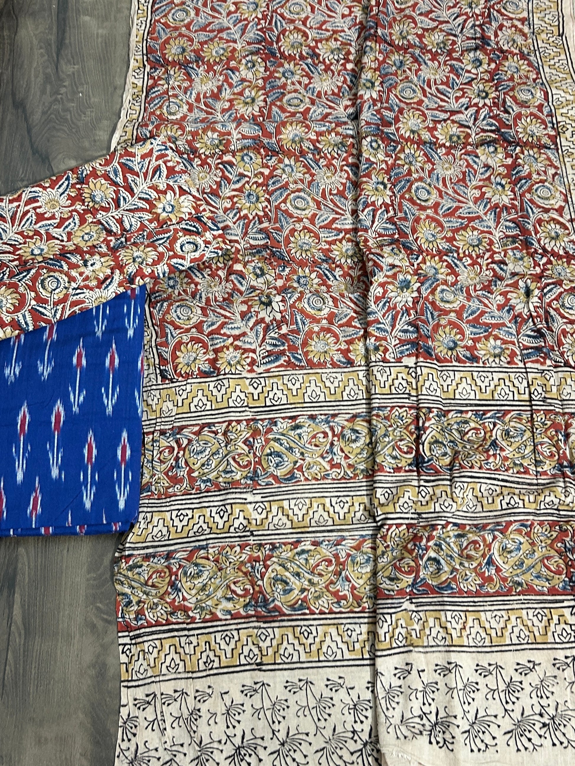 Ikat Kalamkari Cotton Dress Material