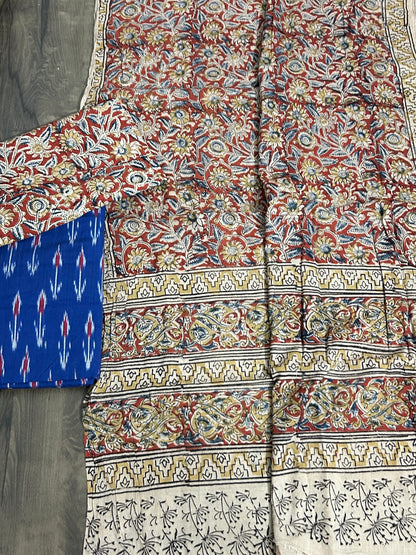 Ikat Kalamkari Cotton Dress Material