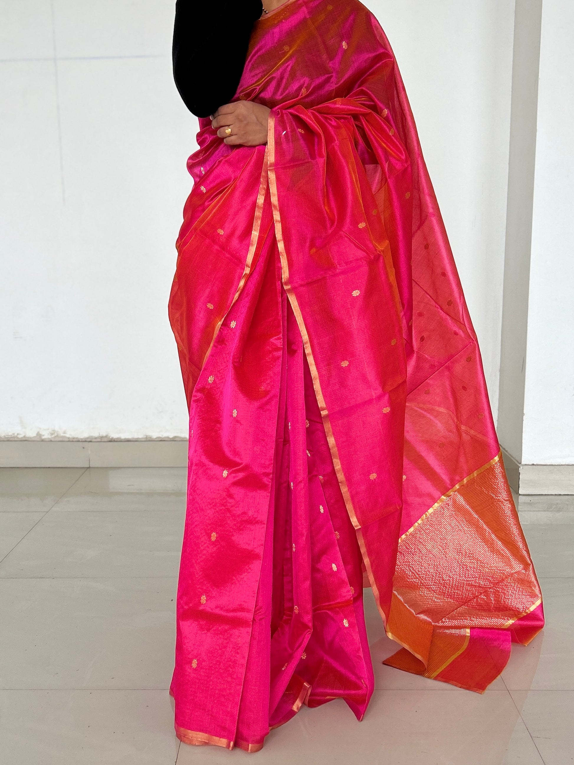 Chanderi Handloom Pure Silk Saree with Blouse