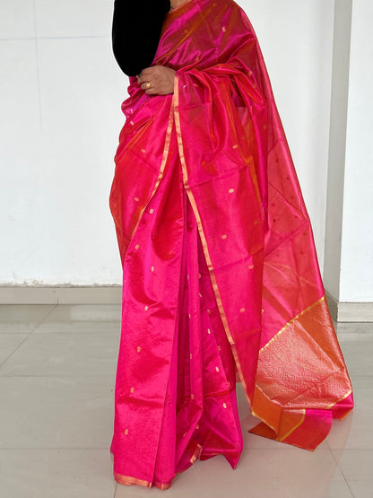 Chanderi Handloom Pure Silk Saree with Blouse