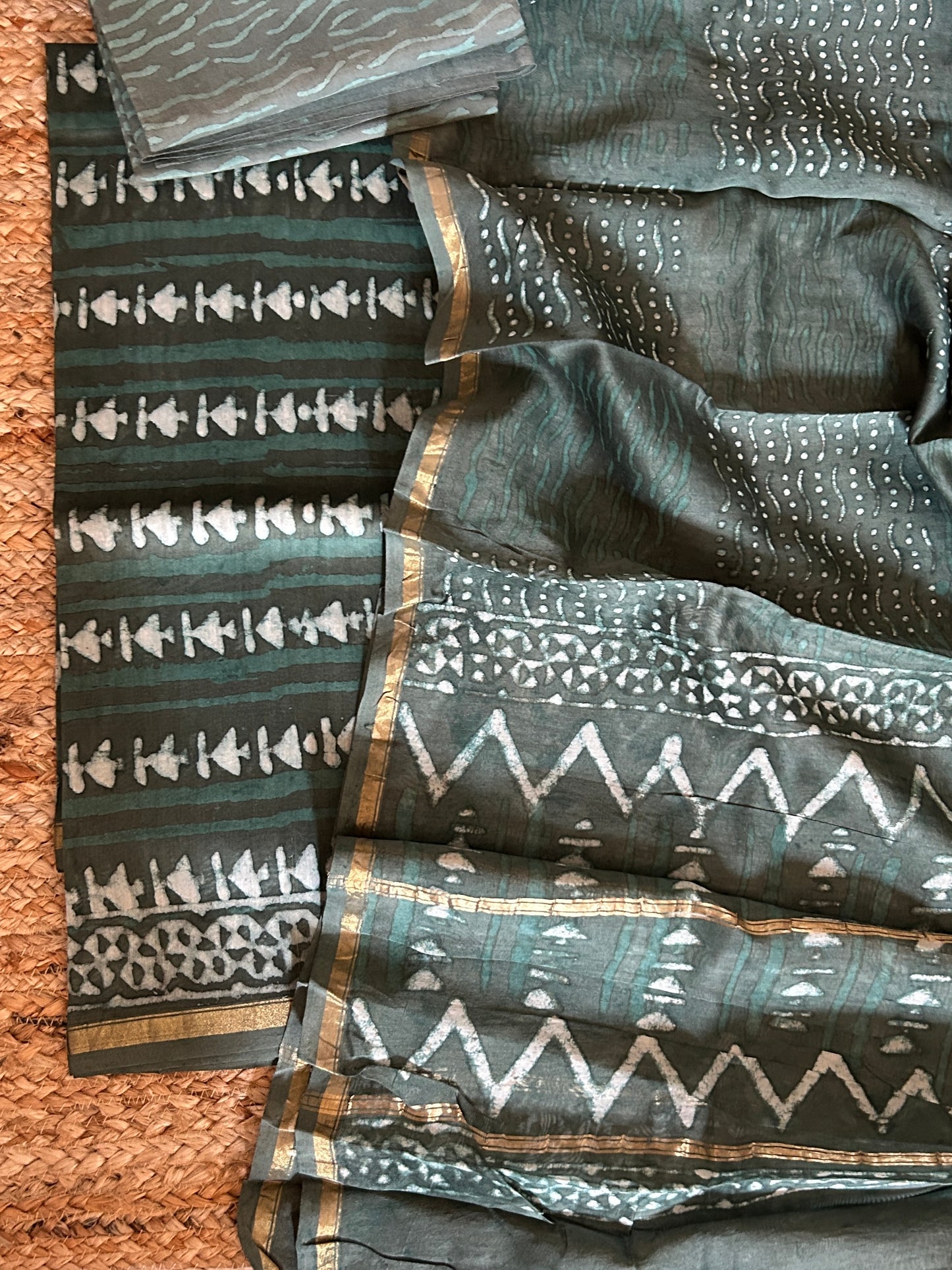 Hand BlockPrint Chanderi Silk Cotton Dress Material