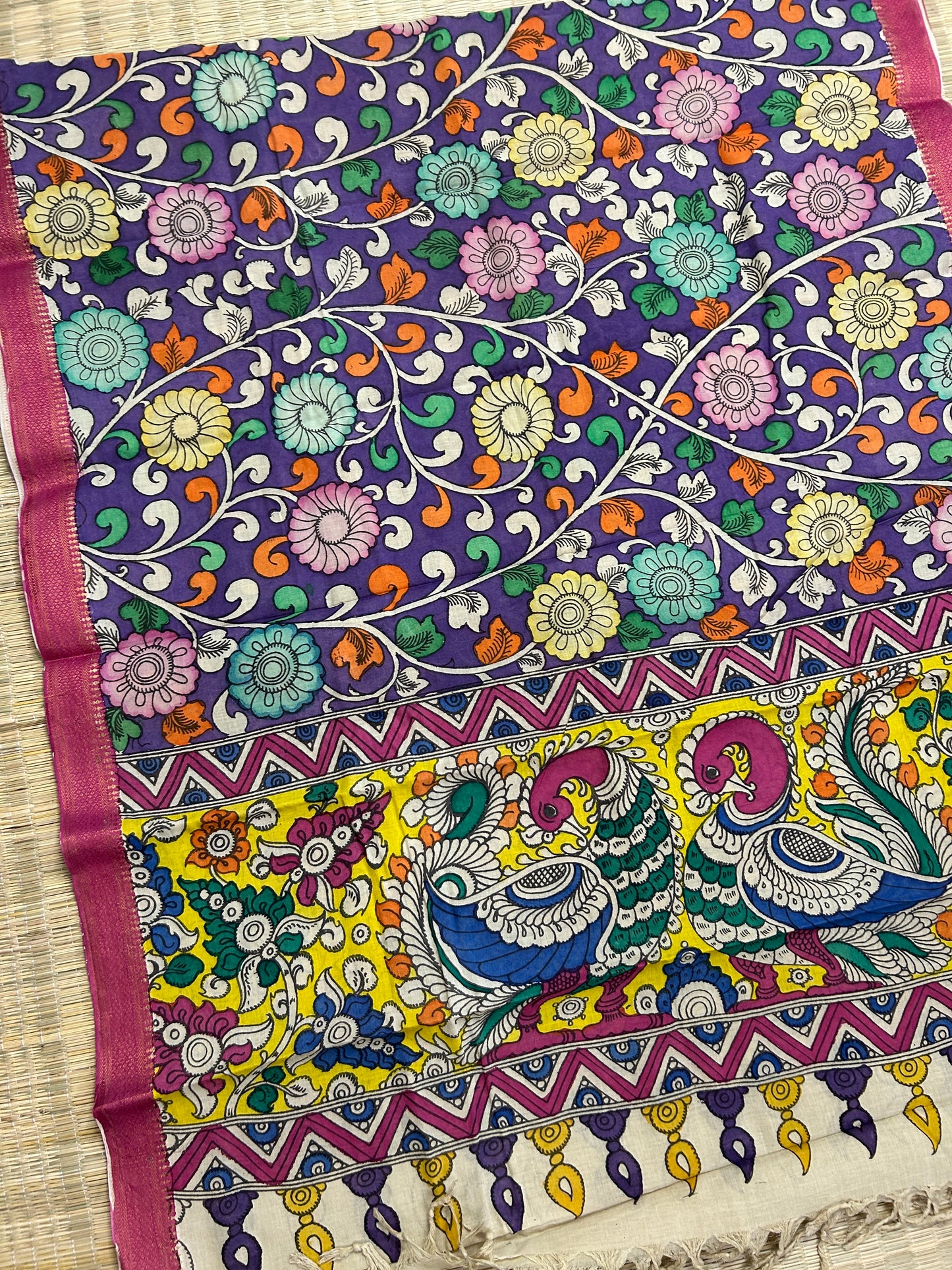 Kalamkari Hand Painted Silk Dupatta