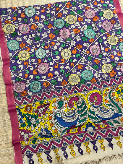 Kalamkari Hand Painted Silk Dupatta