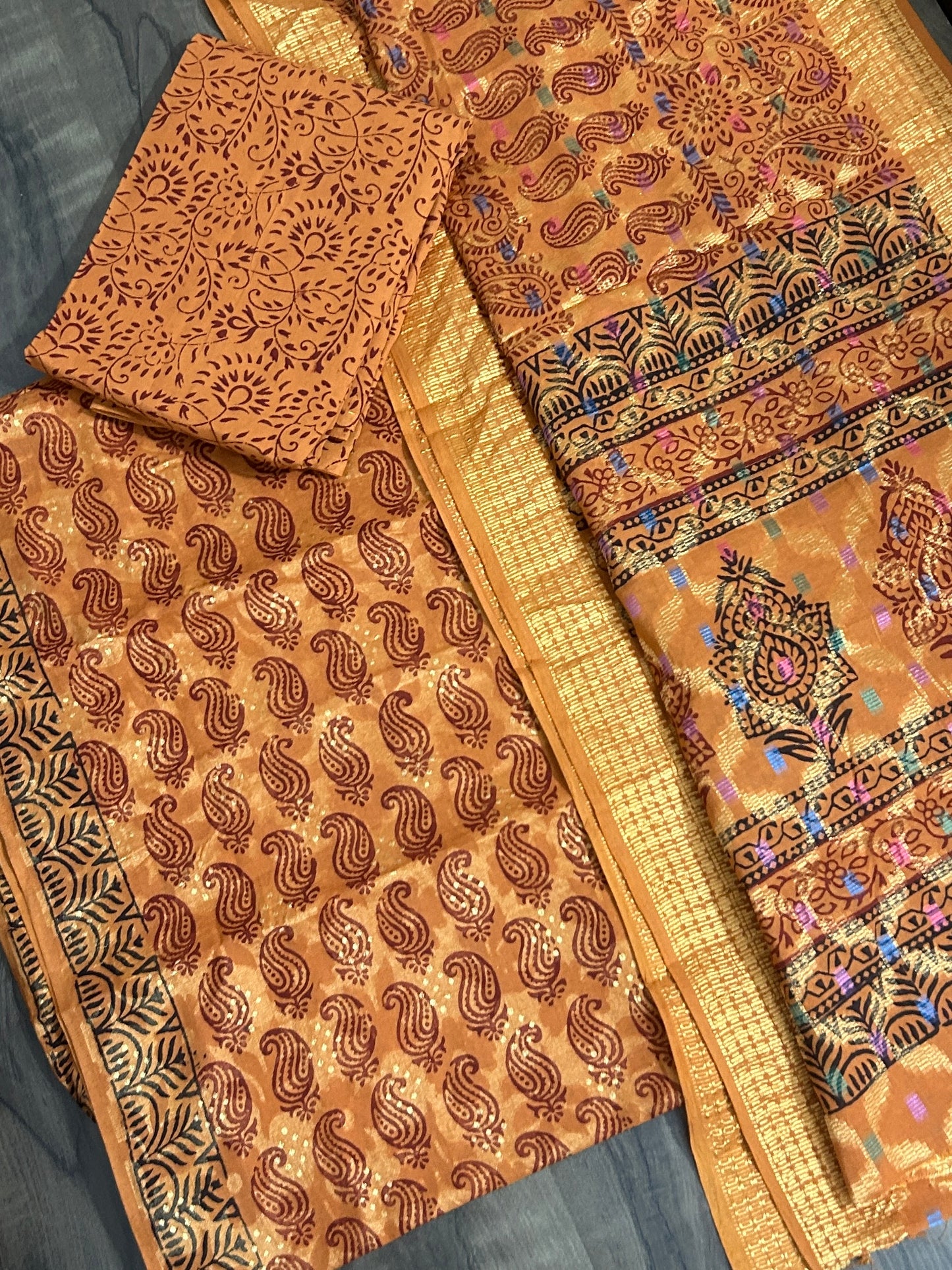 Bagh Print Cotton Dress Material