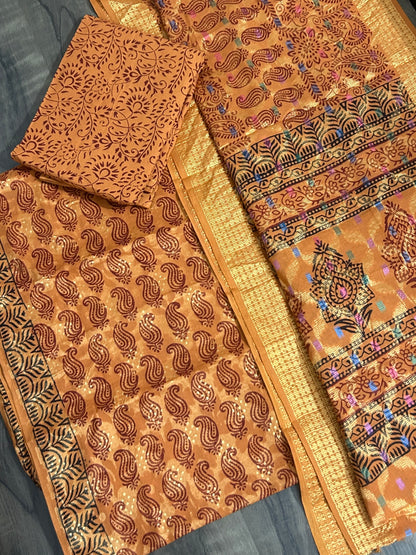 Bagh Print Cotton Dress Material