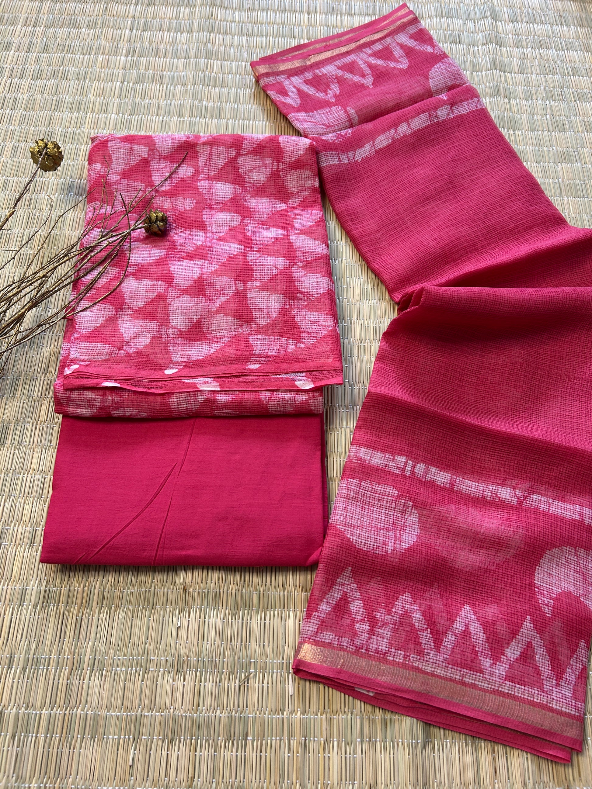 Ajrakh Print Hand BlockPrint Kota Doriya Dress Material