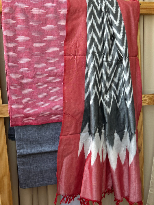 Double Ikat Mercerized Cotton Dress Material