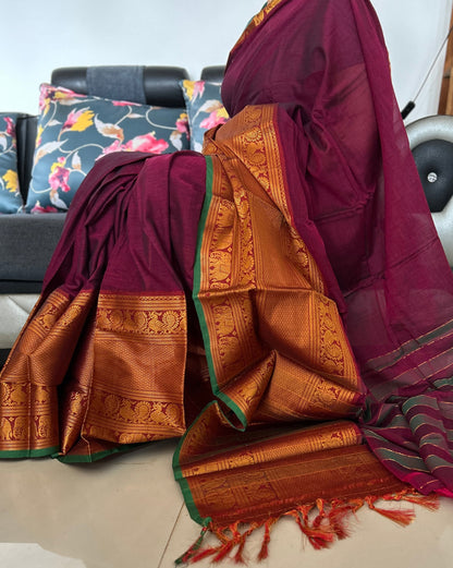 76 Narayanpet Cotton Saree with Broad Kaanchi  Border