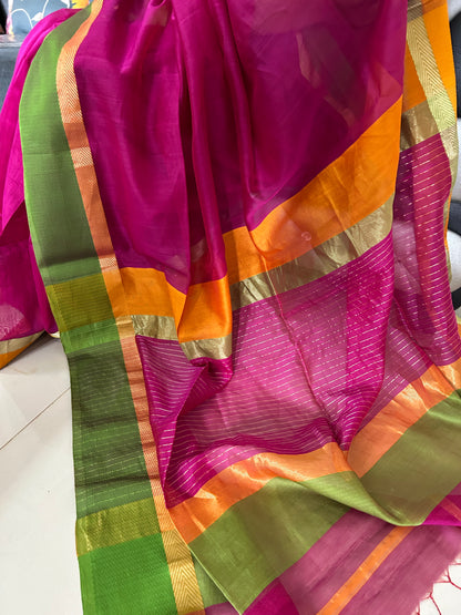 Maheshwari Silk Cotton Saree with Blouse