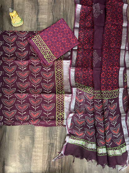Hand BlockPrint Linen Cotton Dress Material *