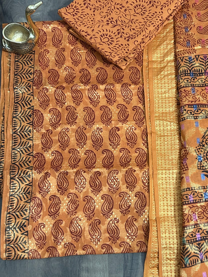 Bagh Print Cotton Dress Material