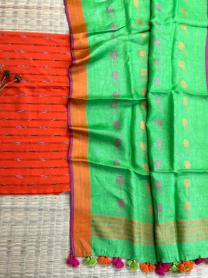 Ikat Linen Top Dupatta Set