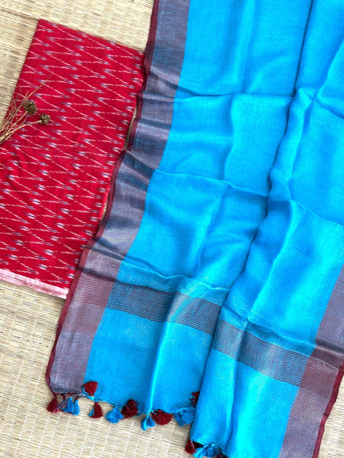 Ikat Top with Pure Linen Dupatta