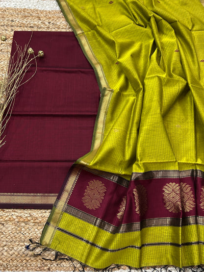 Maheshwari Silk Cotton Top Dupatta Set