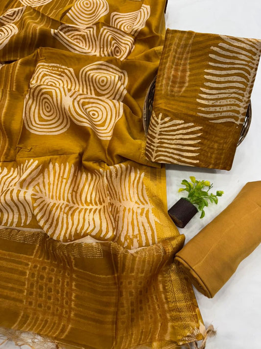 Hand Painted Maheshwari Silk Cotton Dress Material