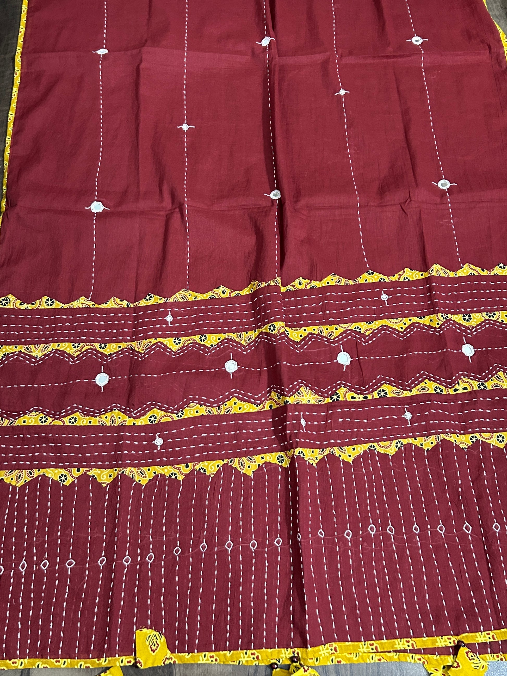 Appliqué and Mirror Work Cotton Dupatta