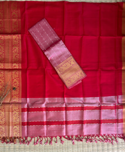 Mangalagiri Silk Dress Material with Kanchi Border