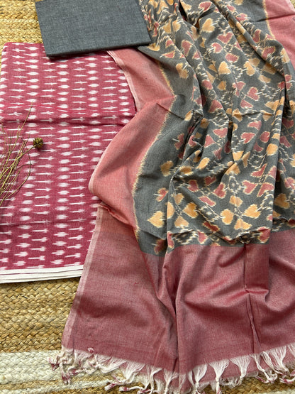 Double Ikat Mercerized Cotton Dress Material