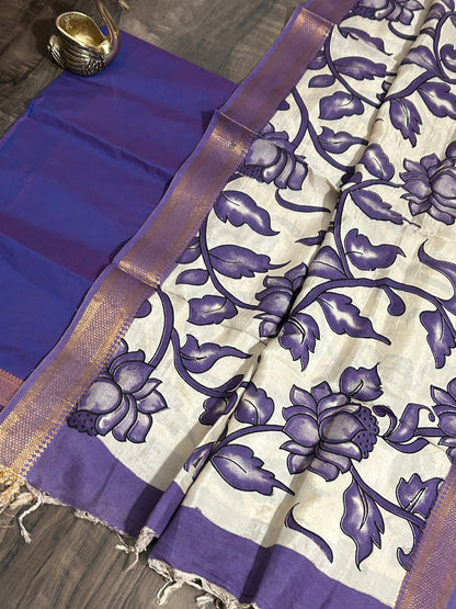 Mangalgiri Cotton Dress Material with Kalamkari silk dupatta