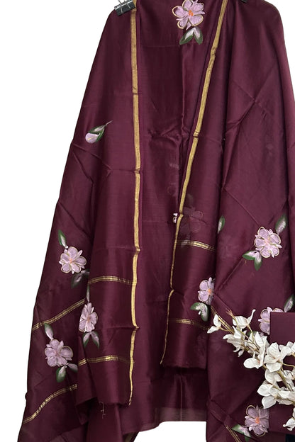 Hand Painted Chanderi Silk Cotton Dress Material