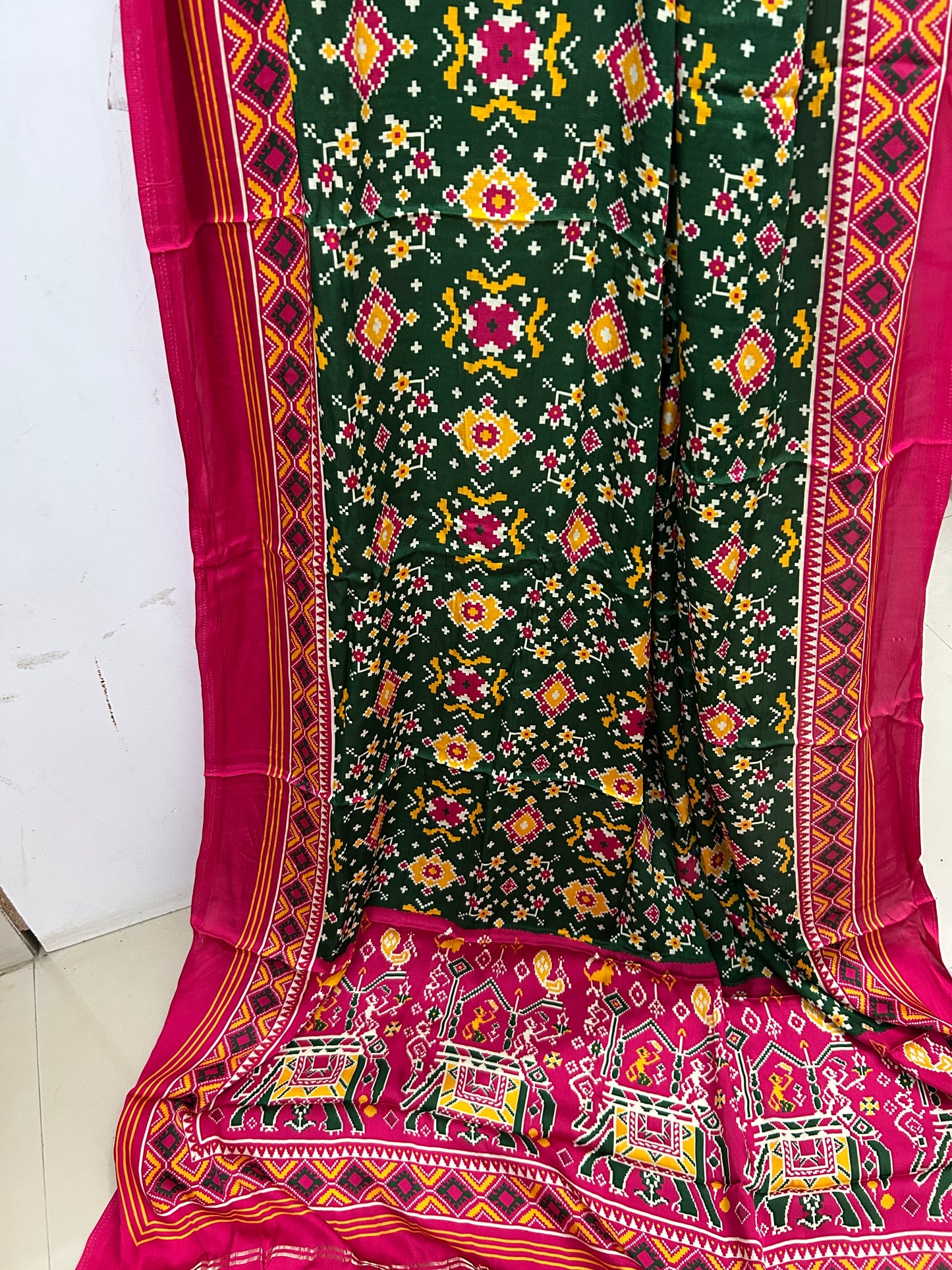 Modal Gajji Silk Patola Print Dupatta with Tissue Pallu