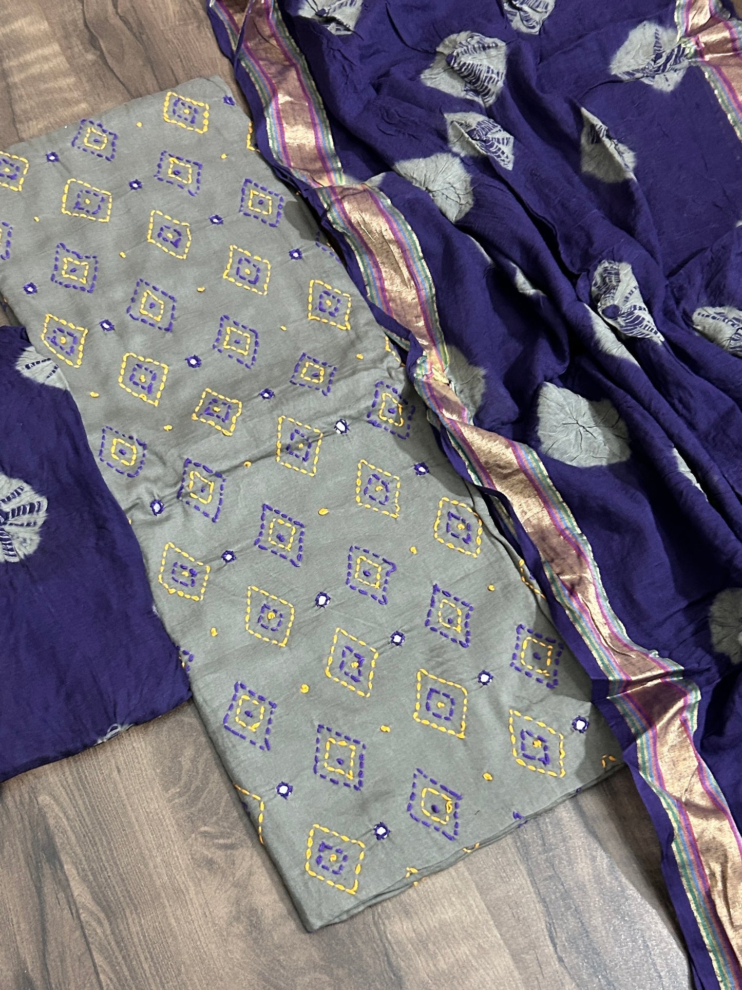 Cotton Bandhej Dress Material