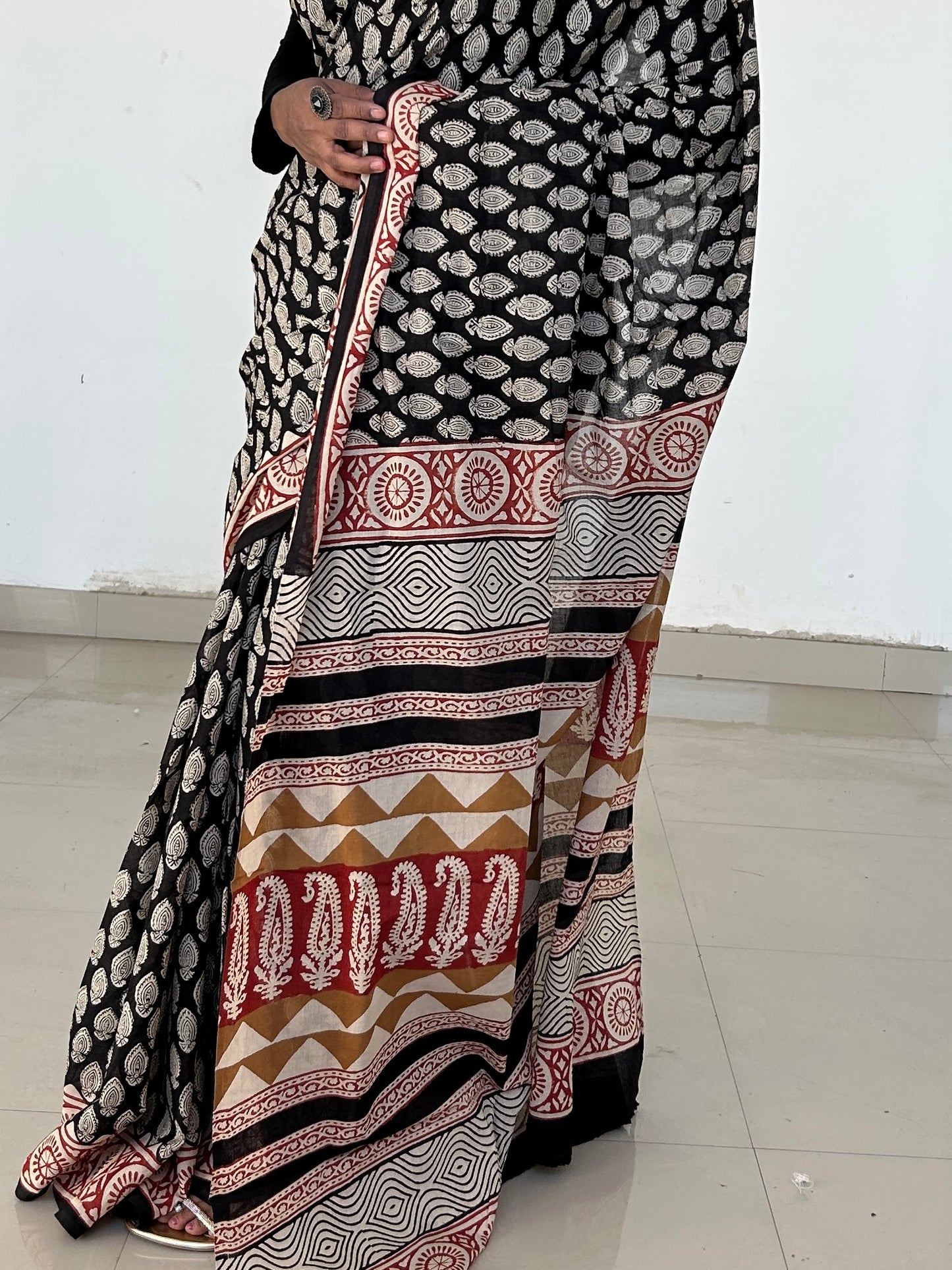 Hand BlockPrint Cotton Saree with Blouse