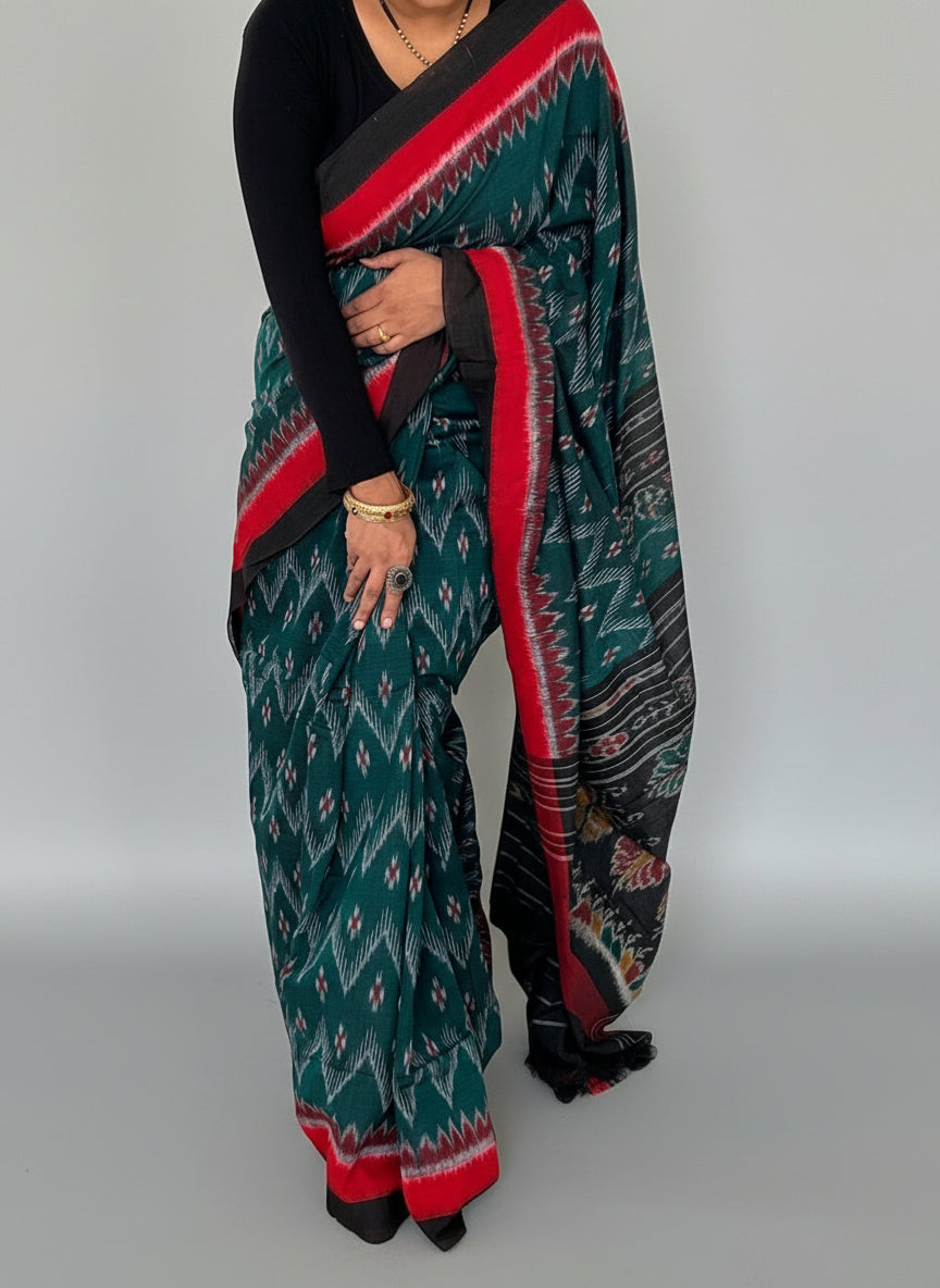 Sambalpuri Ikat Mercerised Cotton Saree