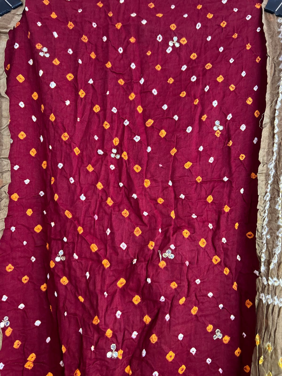 Mirror work Cotton Rai Bandhani Dress Material