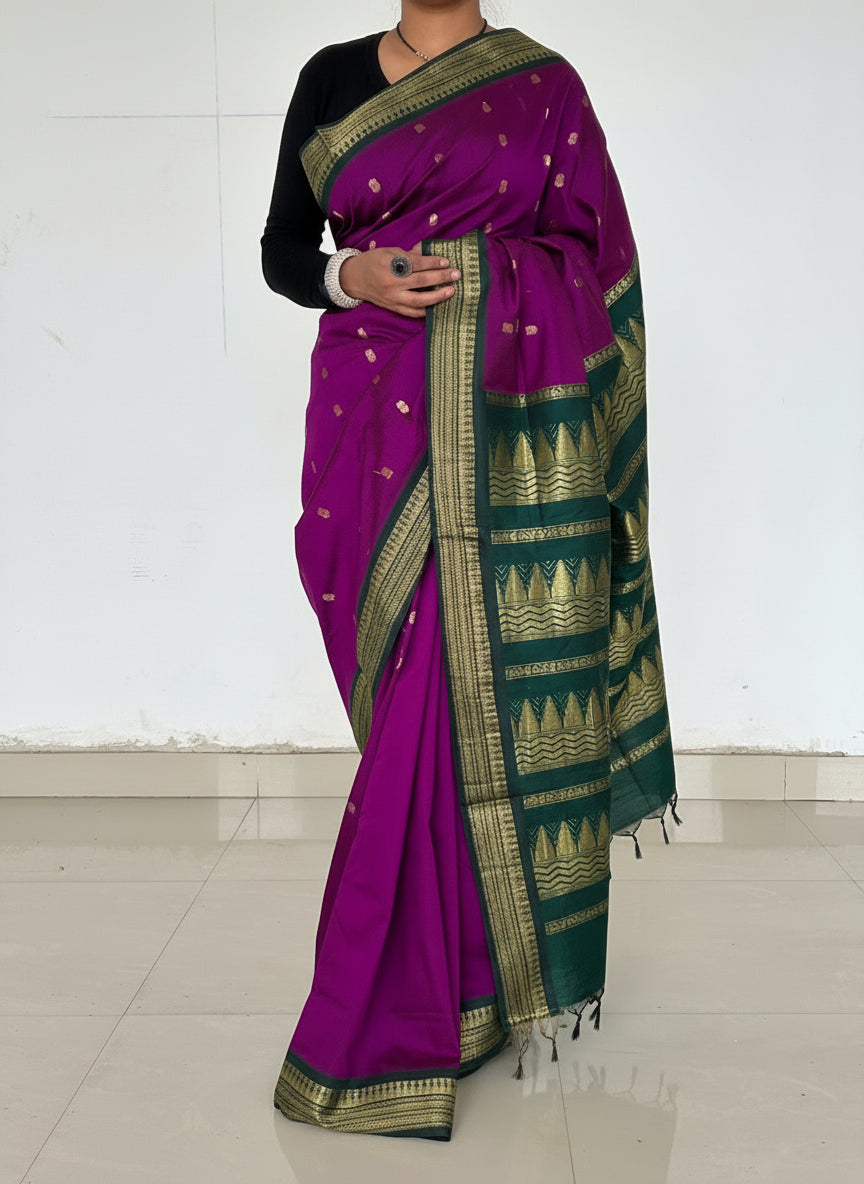 Kalyani Cotton Saree with Contrast Blouse