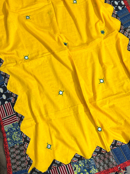 Appliqué Work and Mirror Work Cotton Dupatta