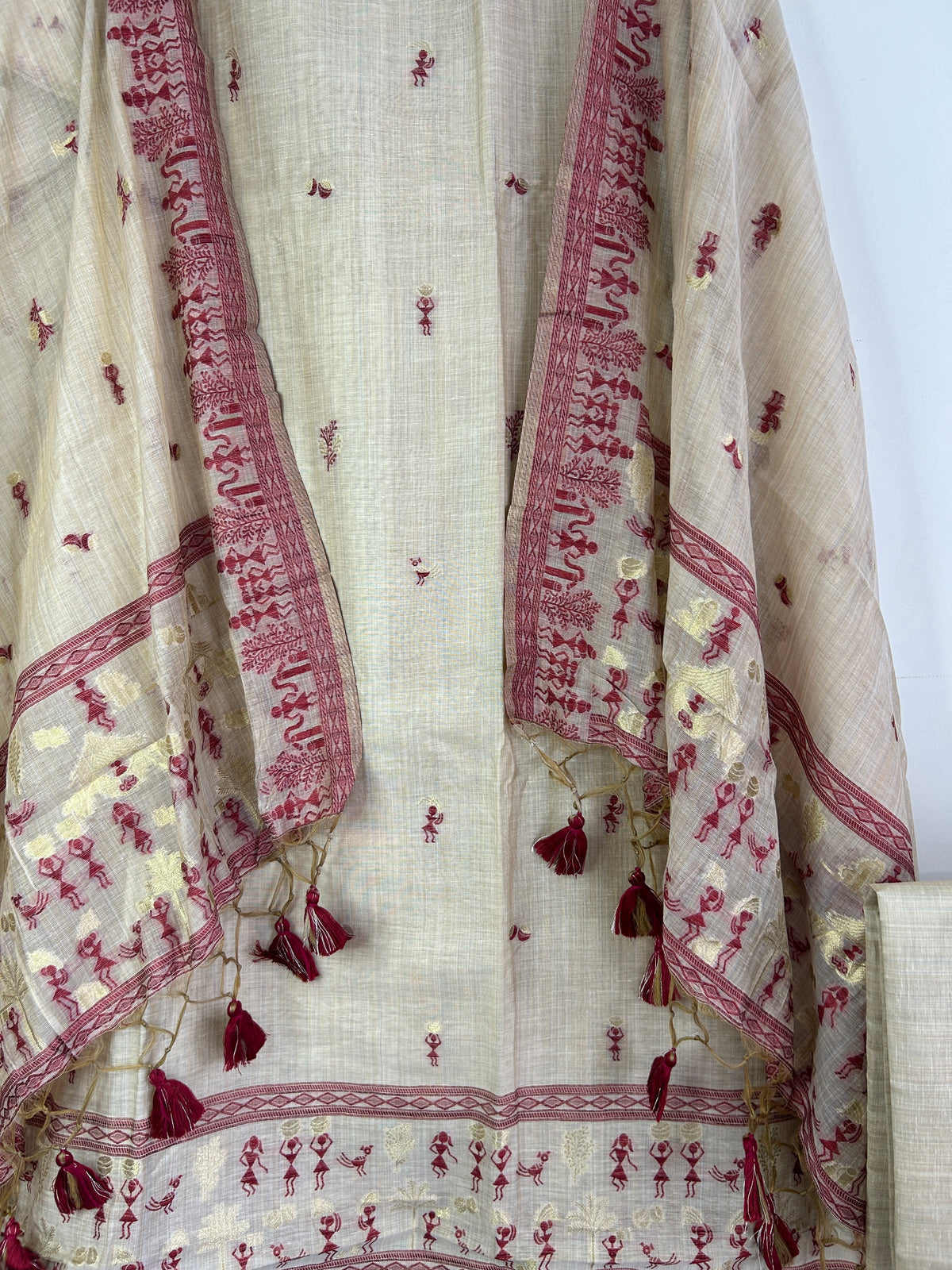 Assam Muga Silk Cotton Hand Woven Dress Material