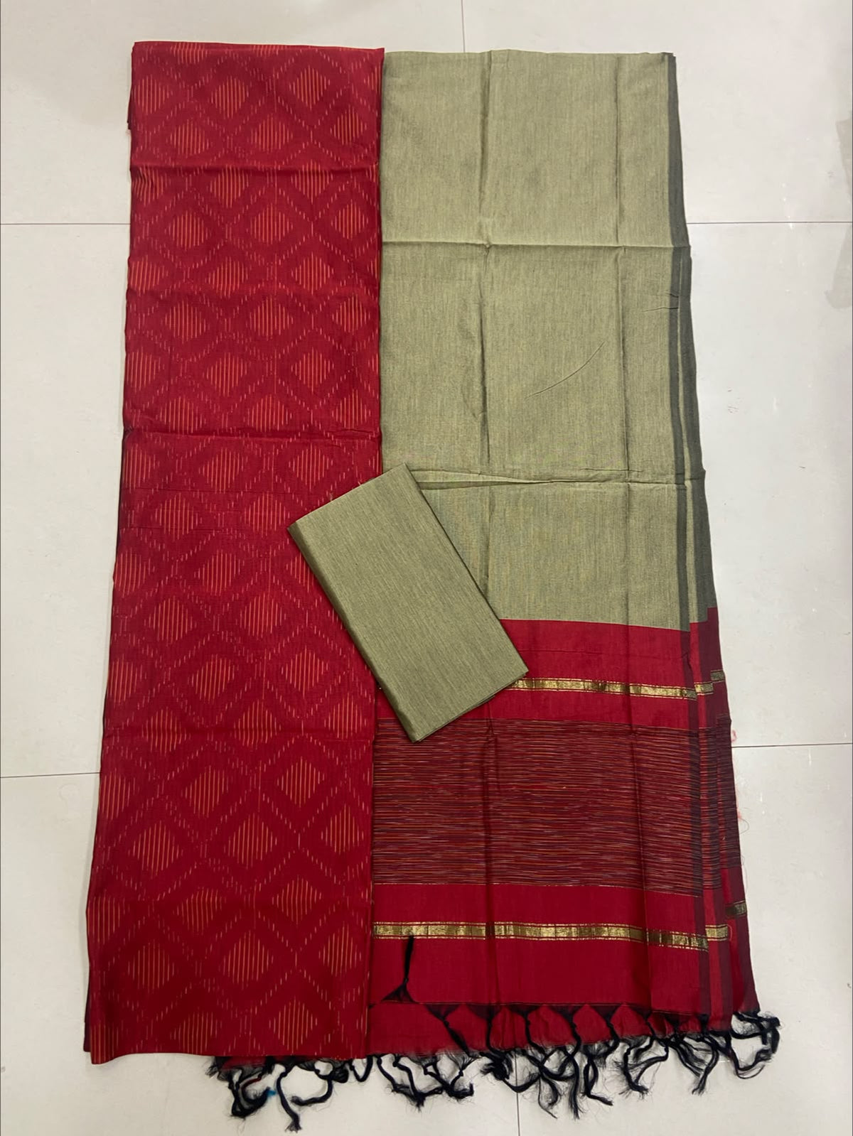14.Ikat Silk Cotton Dress Material