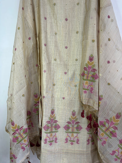Assam Muga Silk Cotton Hand Woven Dress Material