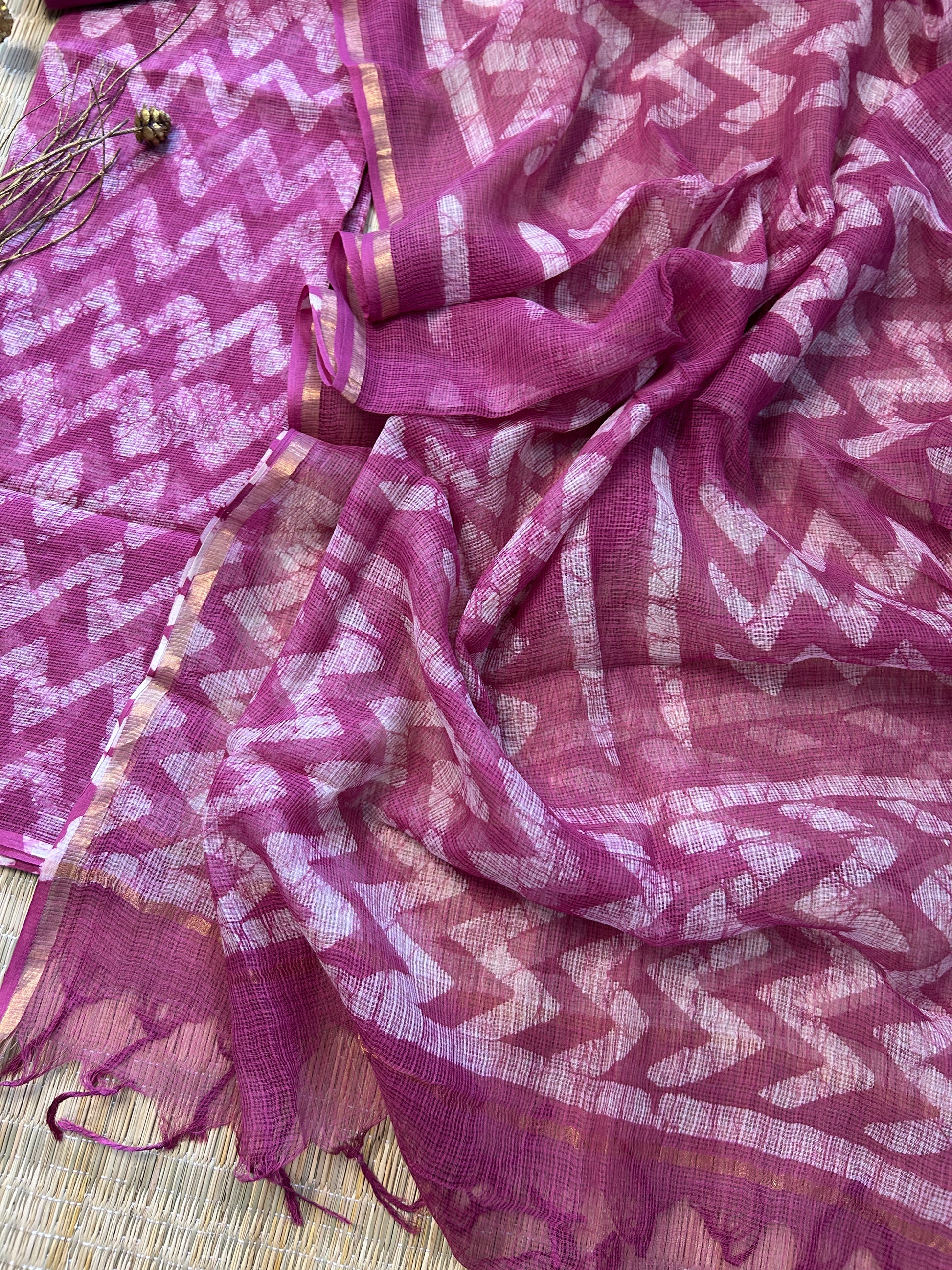 Ajrakh Print Hand BlockPrint Kota Doriya Dress Material