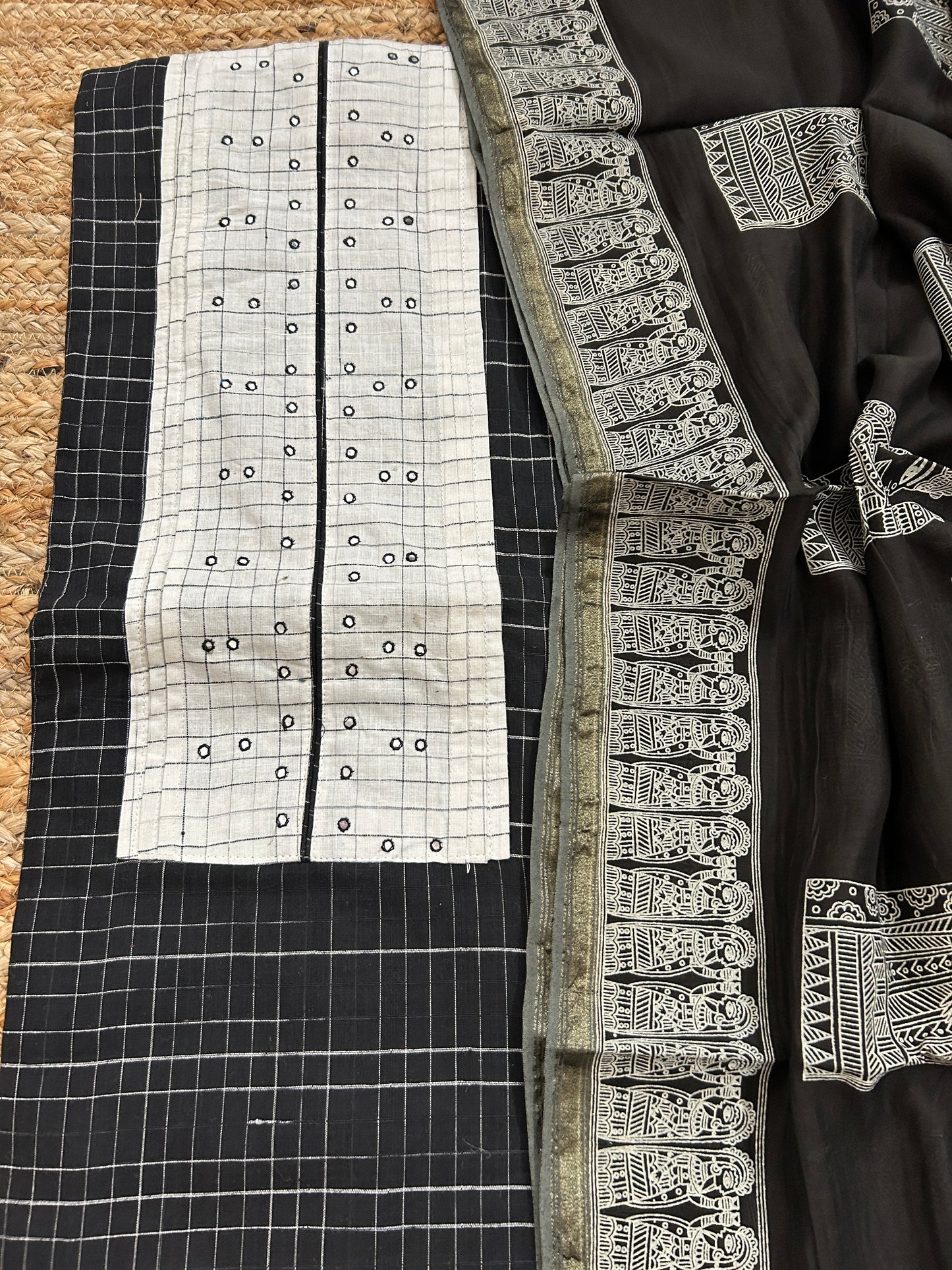Handloom Cotton Dress Material with Maheshwari Dupatta
