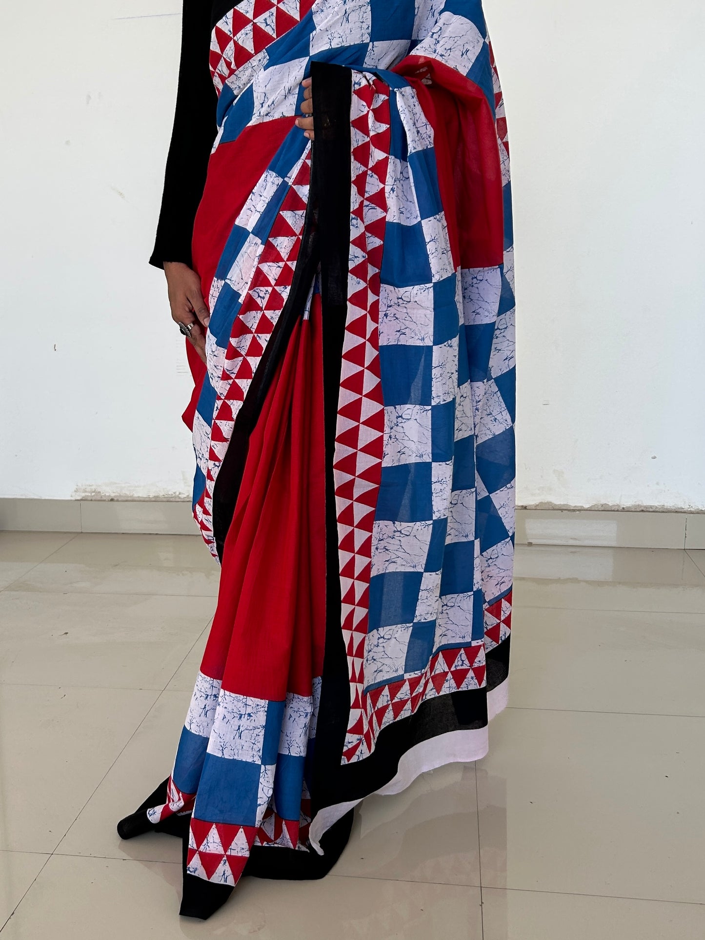 Hand BlockPrint Cotton Saree with Blouse