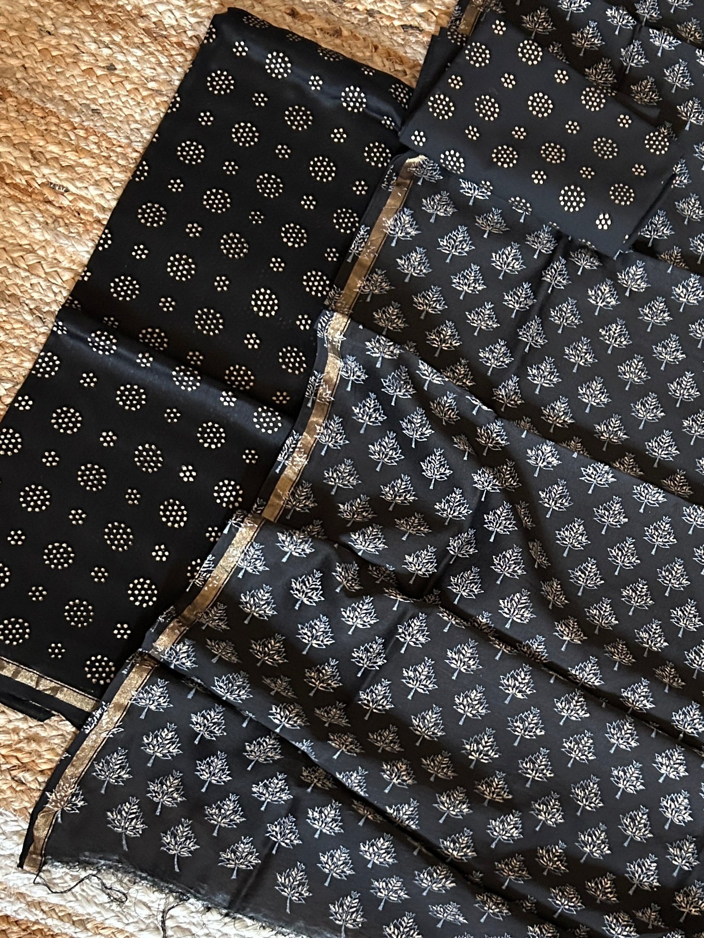 Hand BlockPrint Chanderi Silk Cotton Dress Material