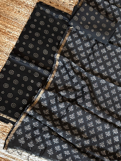 Hand BlockPrint Chanderi Silk Cotton Dress Material