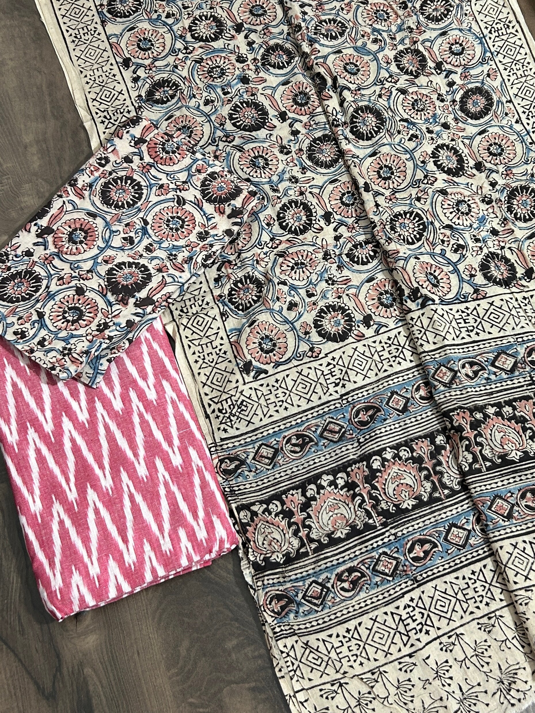 Ikat Kalamkari Cotton Dress Material