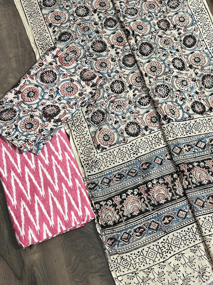 Ikat Kalamkari Cotton Dress Material