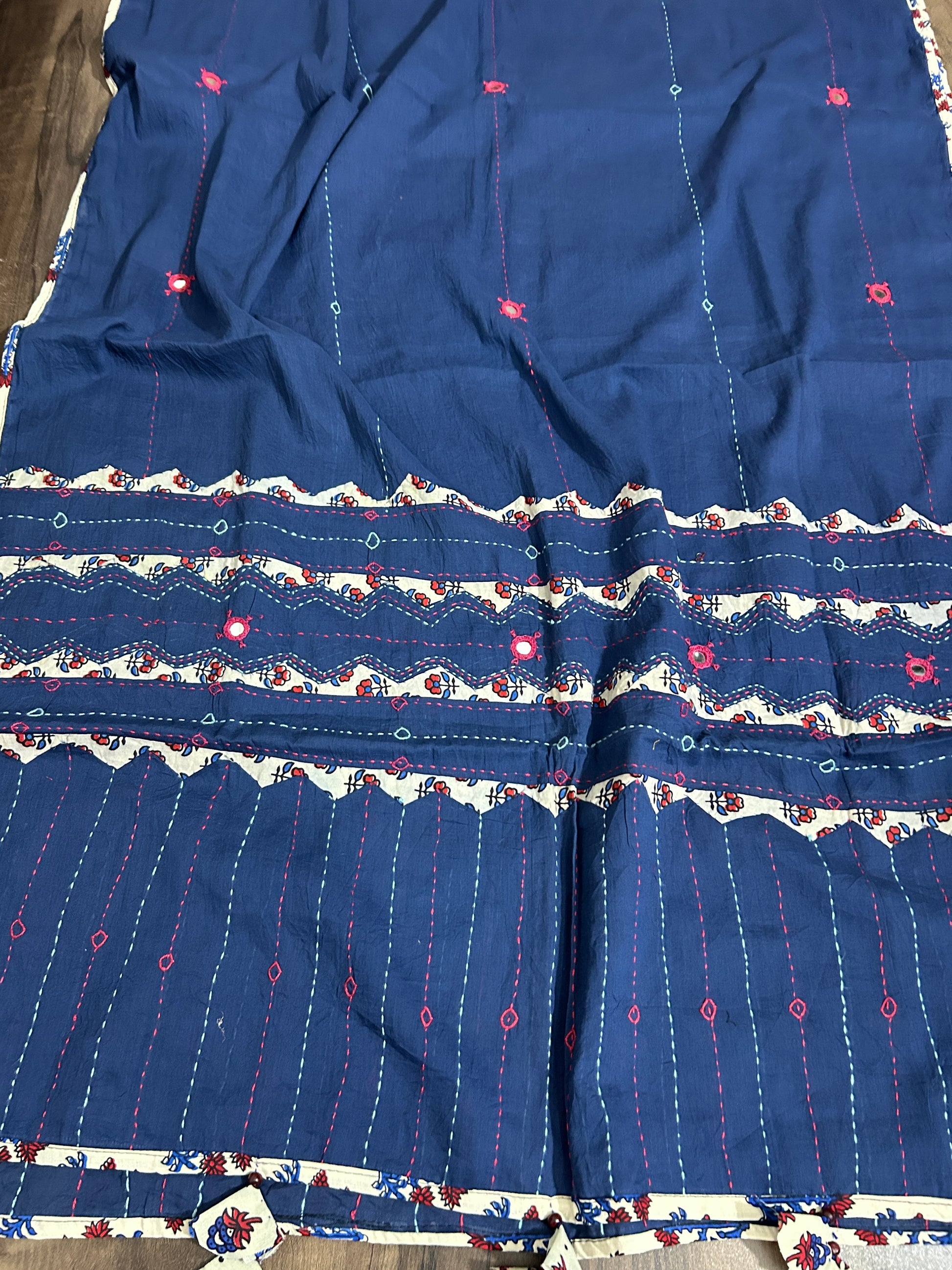 Appliqué and Mirror Work Cotton Dupatta