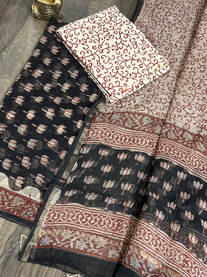 Hand Block Print Kota Cotton Dress Material