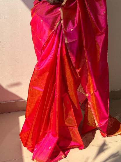 Chanderi Handloom Pure Silk Saree with Blouse