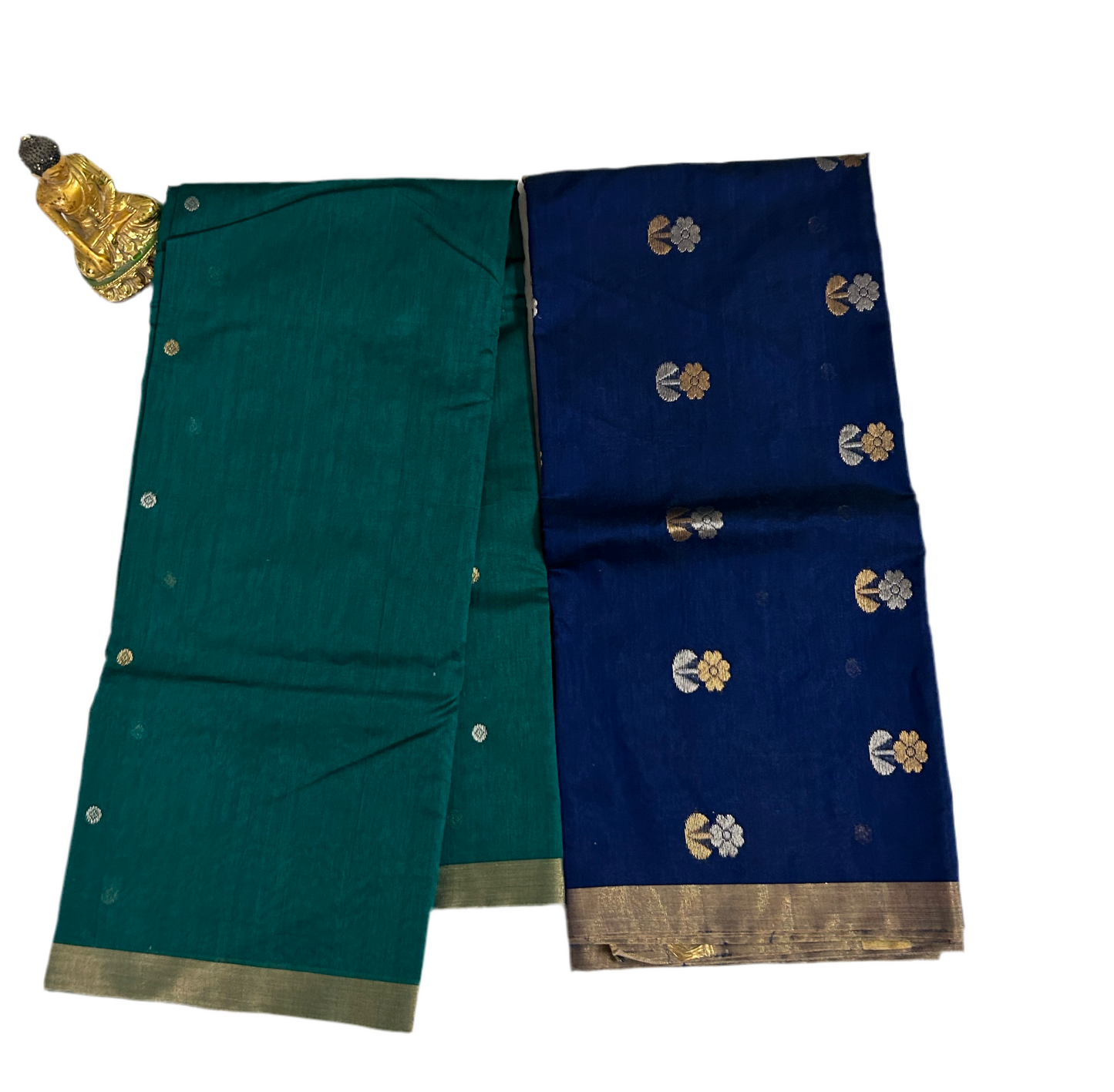 Pure Handloom Chanderi Silk Top Dupatta Set with weaving Gold Silver Bootis