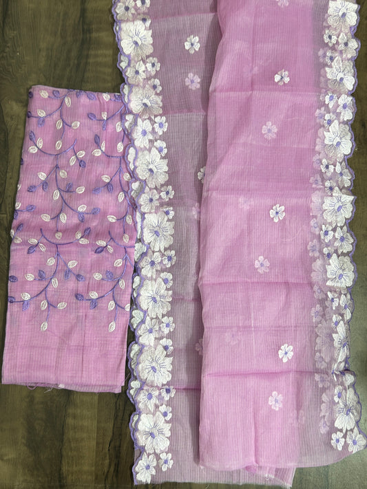 Embroidered Kota Dress Material