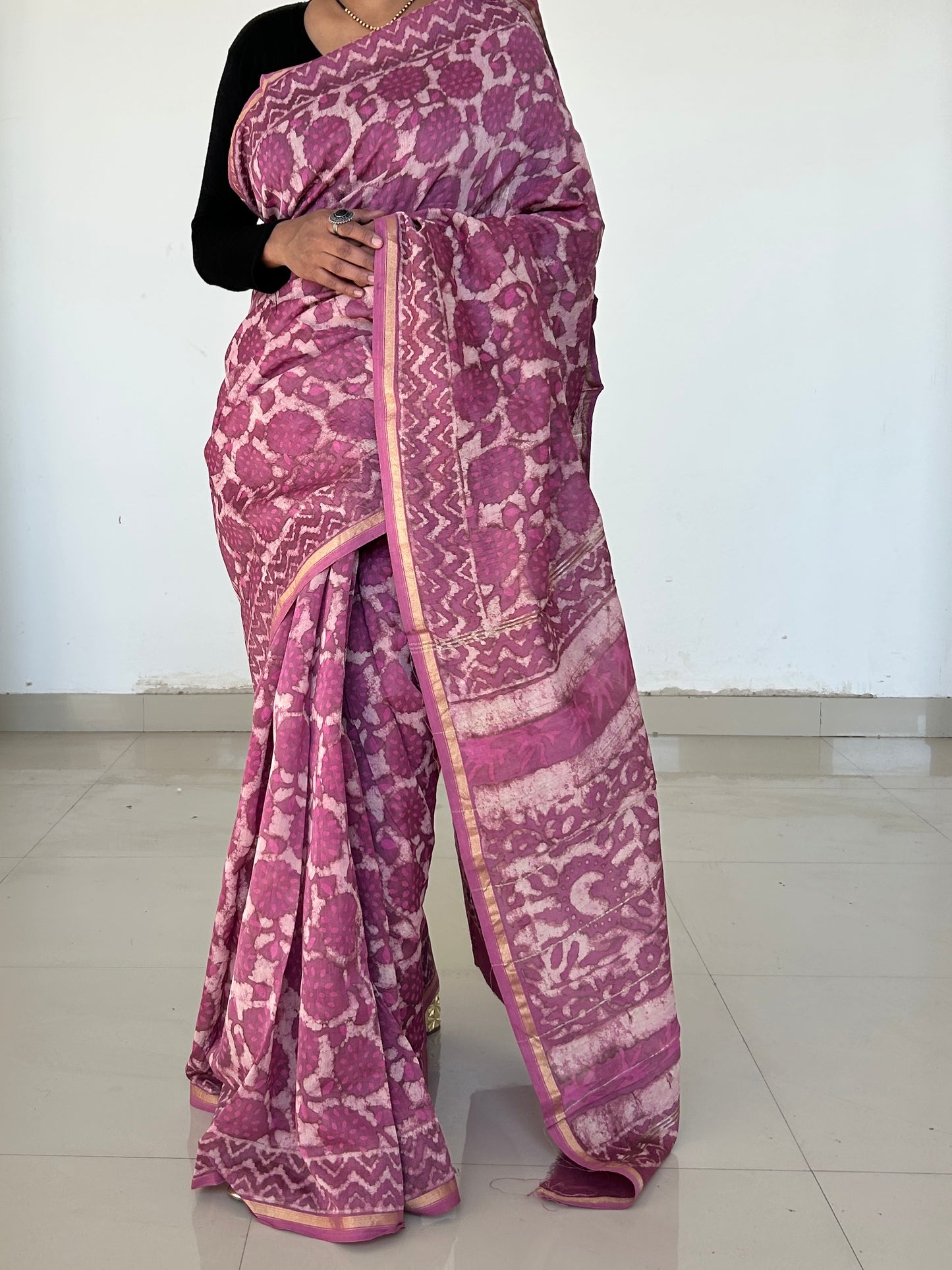 Hand BlockPrinted Chanderi Silk Cotton Saree *