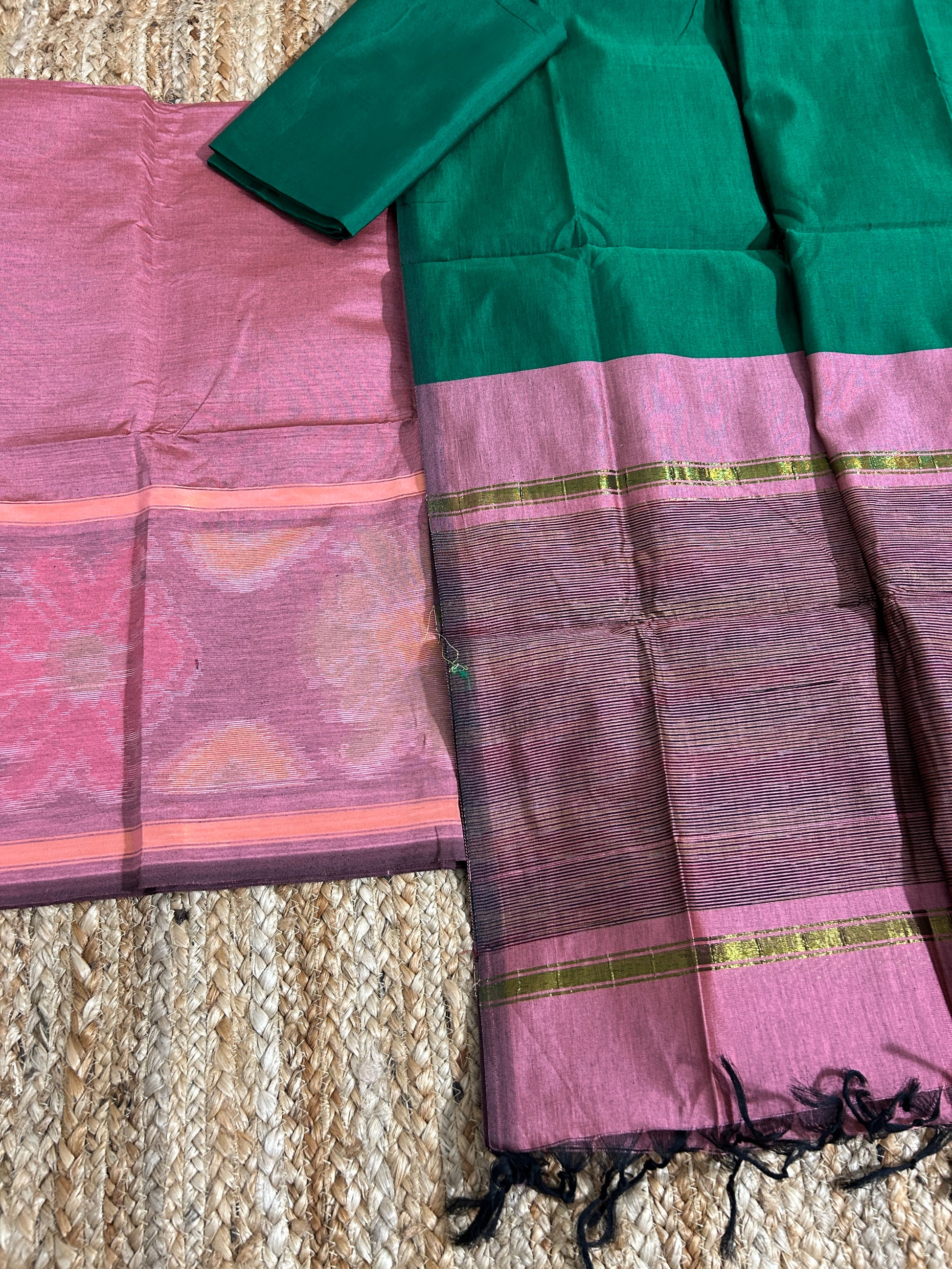 Ikat Cotton Silk Dress Material